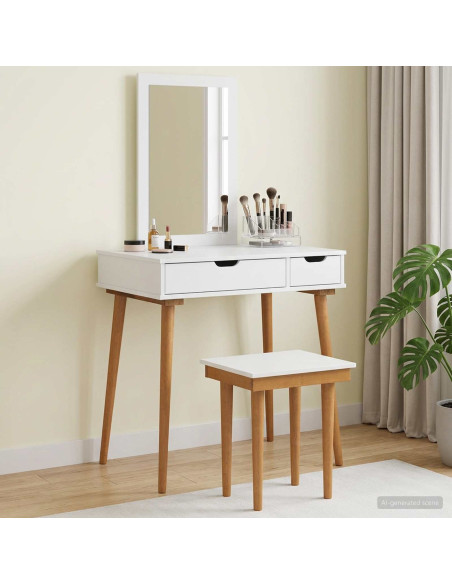 Set Tavolo da Trucco FAUSKE 3 pcs Bianco 76 x 50 x 143 cm
