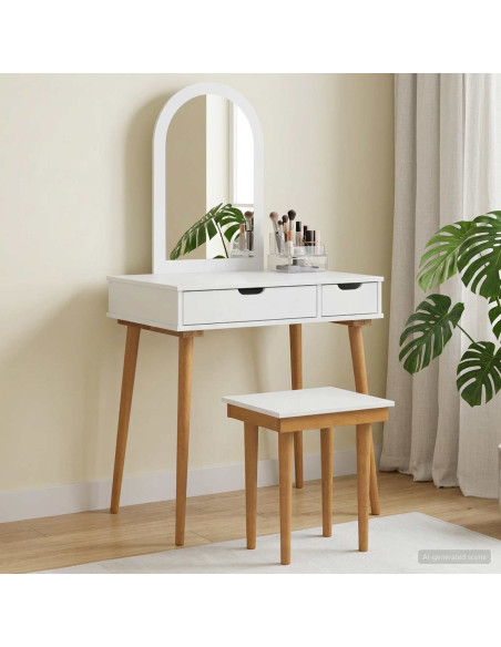 Set Tavolo da Trucco FAUSKE 3 pcs Bianco 76 x 50 x 143 cm