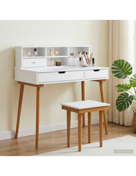 Set Tavolo da Trucco FAUSKE 3 pcs Bianco 100 x 50 x 103,5 cm