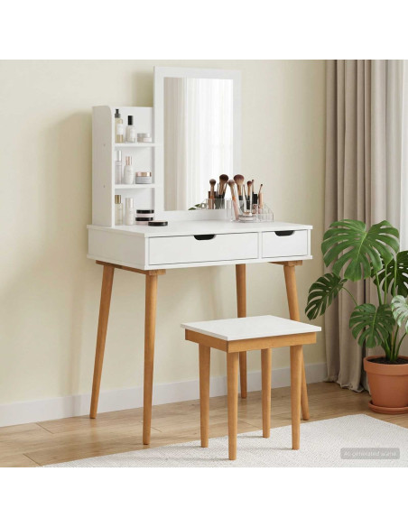 Set Tavolo da Trucco FAUSKE 4 pcs Bianco 76 x 50 x 143 cm