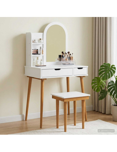Set Tavolo da Trucco FAUSKE 4 pcs Bianco 76 x 50 x 143 cm