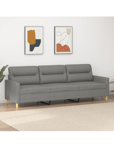 Divano a 3 Posti Grigio Scuro 210 cm in Tessuto