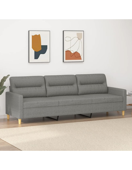 Divano a 3 Posti Grigio Scuro 210 cm in Tessuto