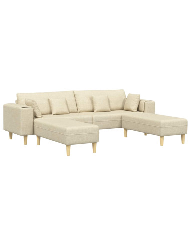 Divano con cuscino 3 pcs Crema Tessuto