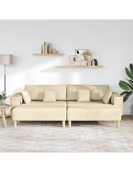 Divano con cuscino 3 pcs Crema Tessuto
