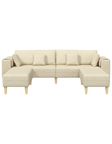 Divano con cuscino 3 pcs Crema Tessuto