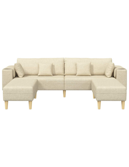 Divano con cuscino 3 pcs Crema Tessuto