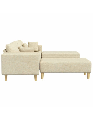 Divano con cuscino 3 pcs Crema Tessuto