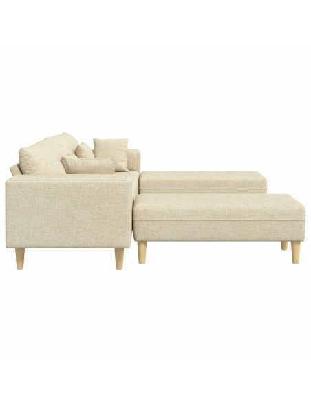 Divano con cuscino 3 pcs Crema Tessuto