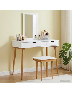 Set Tavolo da Trucco FAUSKE 3 pcs Bianco 100 x 50 x 143 cm