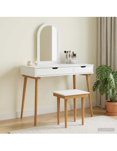 Set Tavolo da Trucco FAUSKE 3 pcs Bianco 100 x 50 x 143 cm