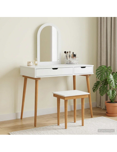 Set Tavolo da Trucco FAUSKE 3 pcs Bianco 100 x 50 x 143 cm