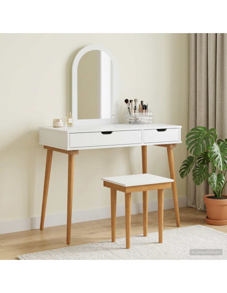 Set Tavolo da Trucco FAUSKE 3 pcs Bianco 100 x 50 x 143 cm