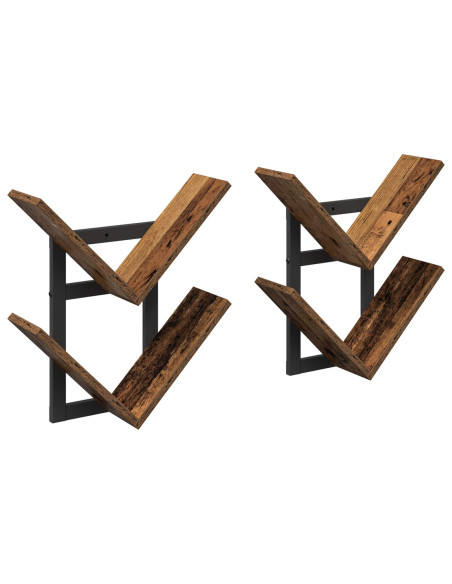 Mensola a muro flottante 2 pcs Legno antico 43 x 15 x 47 cm