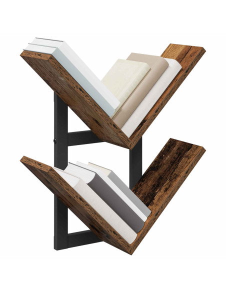 Mensola a muro flottante 2 pcs Legno antico 43 x 15 x 47 cm