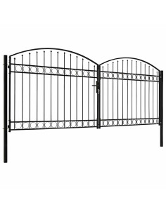 Cancello per recinzione ASSEN a doppia anta con parte superiore ad arco in acciaio 400x175 cm