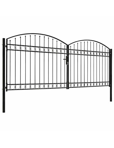 Cancello per recinzione ASSEN a doppia anta con parte superiore ad arco in acciaio 400x175 cm