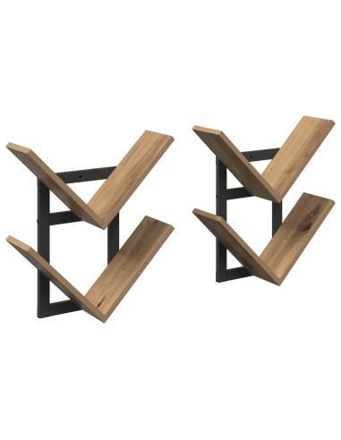 Mensola a muro flottante 2 pcs Rovere Artigianale