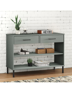 Mobile Consolle Gambe Metallo Grigio Legno Massello Pino OSLO