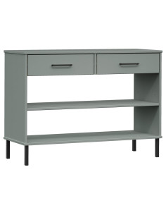 Mobile Consolle Gambe Metallo Grigio Legno Massello Pino OSLO 2