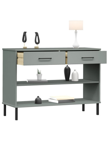 Mobile Consolle Gambe Metallo Grigio Legno Massello Pino OSLO