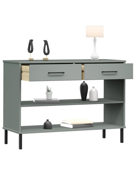 Mobile Consolle Gambe Metallo Grigio Legno Massello Pino OSLO