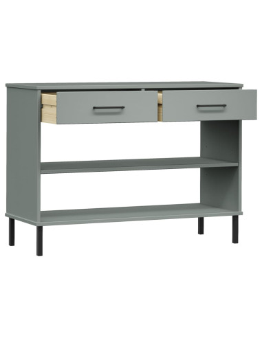 Mobile Consolle Gambe Metallo Grigio Legno Massello Pino OSLO