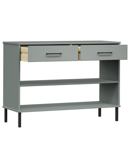 Mobile Consolle Gambe Metallo Grigio Legno Massello Pino OSLO