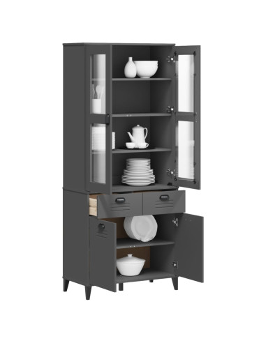 Credenza VIKEN Grigio Antracite 80x40x190cm Legno Massello Pino