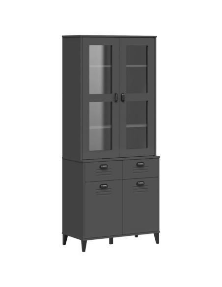 Credenza VIKEN Grigio Antracite 80x40x190cm Legno Massello Pino