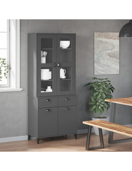 Credenza VIKEN Grigio Antracite 80x40x190cm Legno Massello Pino