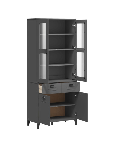 Credenza VIKEN Grigio Antracite 80x40x190cm Legno Massello Pino