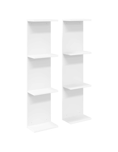 Scaffale da parete 2 pcs Bianco 25 x 15 x 100 cm