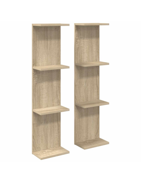 Scaffale da parete 2 pcs Rovere Sonoma 25 x 15 x 100 cm
