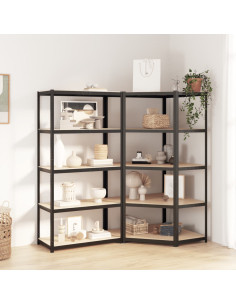 Scaffali Resistenti 5 Ripiani 2pz Grigio Acciaio e Multistrato