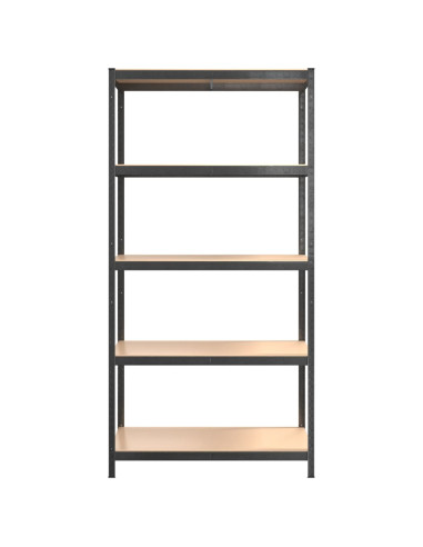 Scaffali Resistenti 5 Ripiani 2pz Grigio Acciaio e Multistrato