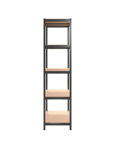 Scaffali Resistenti 5 Ripiani 2pz Grigio Acciaio e Multistrato