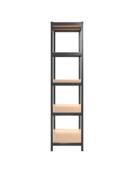 Scaffali Resistenti 5 Ripiani 2pz Grigio Acciaio e Multistrato