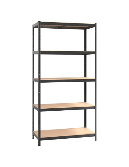 Scaffali Resistenti 5 Ripiani 3pz Grigio Acciaio e Multistrato