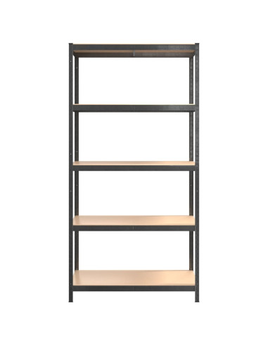 Scaffali Resistenti 5 Ripiani 3pz Grigio Acciaio e Multistrato