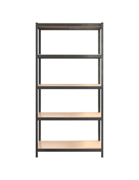 Scaffali Resistenti 5 Ripiani 3pz Grigio Acciaio e Multistrato