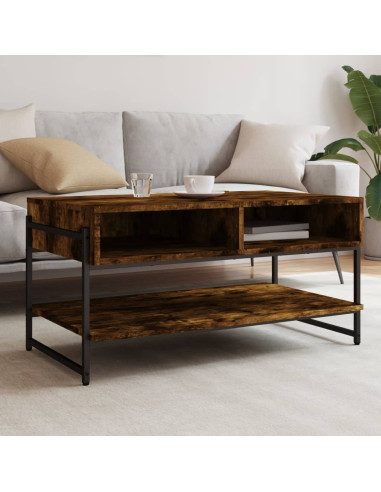 Tavolino da Salotto Rovere Fumo 90x50x45cm in Legno Multistrato