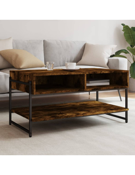 Tavolino da Salotto Rovere Fumo 90x50x45cm in Legno Multistrato