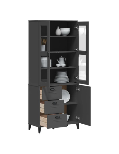 Credenza VIKEN Grigio Antracite 80x40x190cm Legno Massello Pino