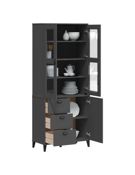 Credenza VIKEN Grigio Antracite 80x40x190cm Legno Massello Pino