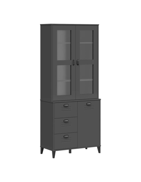 Credenza VIKEN Grigio Antracite 80x40x190cm Legno Massello Pino