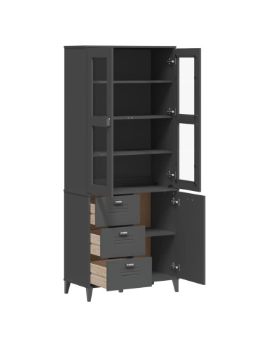 Credenza VIKEN Grigio Antracite 80x40x190cm Legno Massello Pino