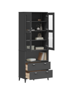 Credenza VIKEN Grigio Antracite 80x40x200cm Legno Massello Pino