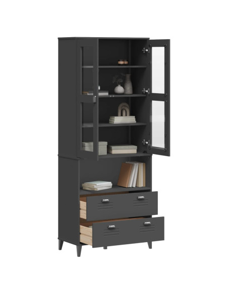 Credenza VIKEN Grigio Antracite 80x40x200cm Legno Massello Pino