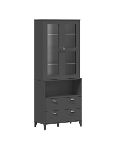 Credenza VIKEN Grigio Antracite 80x40x200cm Legno Massello Pino